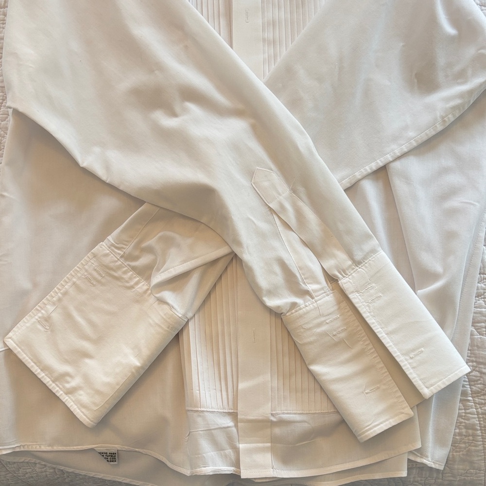 Pierre Balmain White Pleated Front Dress Shirt - 16.5; 34/35 - Picture 7 of 8